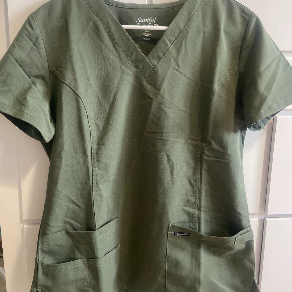 Olive Green Womens Scrub Top - size medium